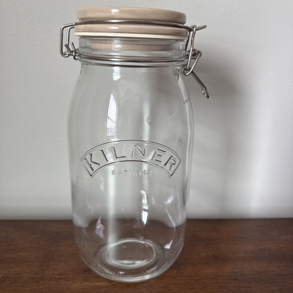 KILNER DOG TREAT SWING ROUND CLIP TOP GLASS JAR 3L WIRE SWING BAIL 11" Tall NEW